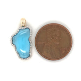 Medium 14 Karat Yellow and White Gold Pendant with a 3.22 Carat Lake T
